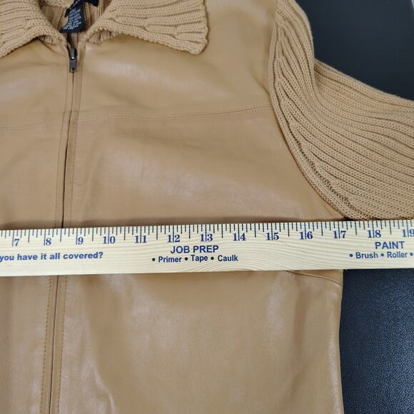 Maurice Sasson Women's Medium Dark Tan‎ Genuine Leather and Knit Sweater - Picture 11 of 14
